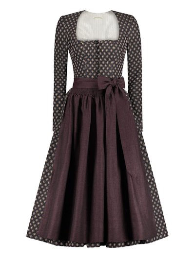 Schwarzes Langarm-Dirndl mit Blumenmuster