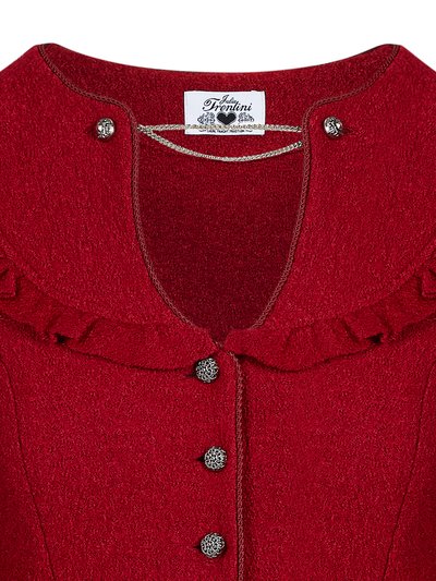 Rote Walkjacke mit Volanteinsätzen