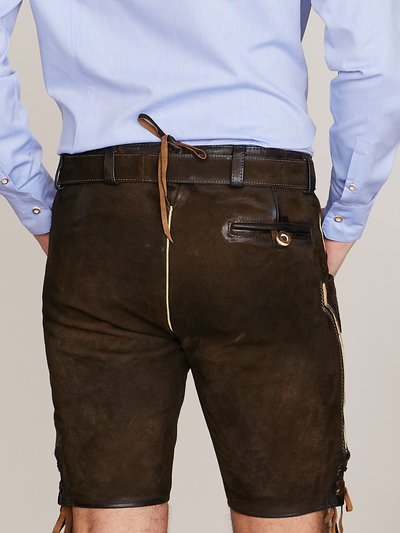 Kurze dunkelbraune Ziegenlederhose
