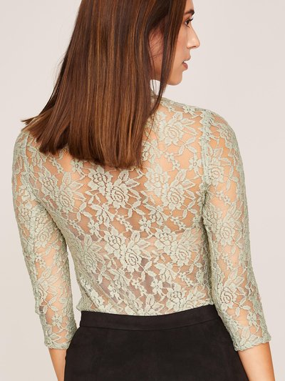Kahkifabener Spitzenbody mit dreiviertel Arm