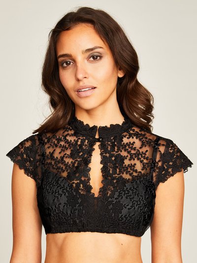 Schwarze Dirndlbluse mit Flügelarm Schwarze Dirndlbluse mit Flügelarm