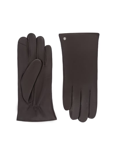 Brauner Handschuh aus Leder mit Touch-Funktion