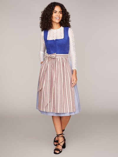 Royalblaues Dirndl mit Mieder aus Veloursleder-Optik Royalblaues Dirndl mit Mieder aus Veloursleder-Optik