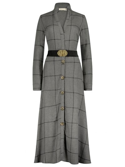 Dunkelgraues Blusenkleid mit Karomuster