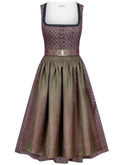 Stretch-Dirndl mit Blumen-Rautenmuster in rosa und schwarz