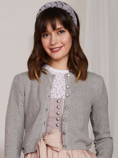 Hellgraue Strickjacke mit Kaschmiranteil Hellgraue Strickjacke mit Kaschmiranteil