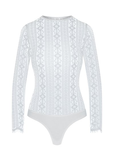 Weißer Langarm-Spitzenbody Weißer Langarm-Spitzenbody