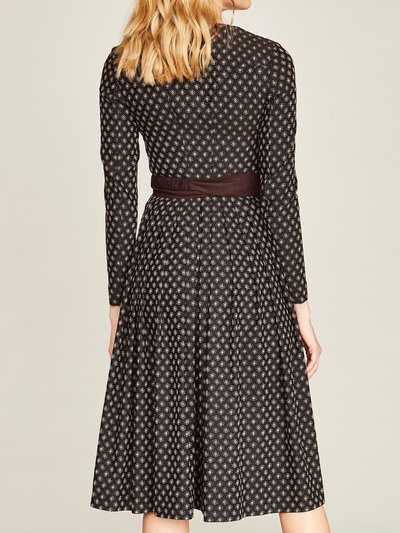 Schwarzes Langarm-Dirndl mit Blumenmuster