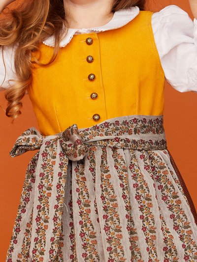 Senf-farbenes Kinderdirndl mit Schürze