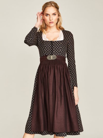 Schwarzes Langarm-Dirndl mit Blumenmuster