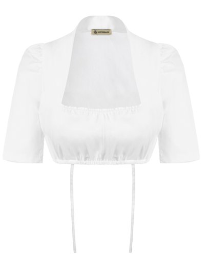 Weiße Dirndlbluse mit edlem Stehkragen