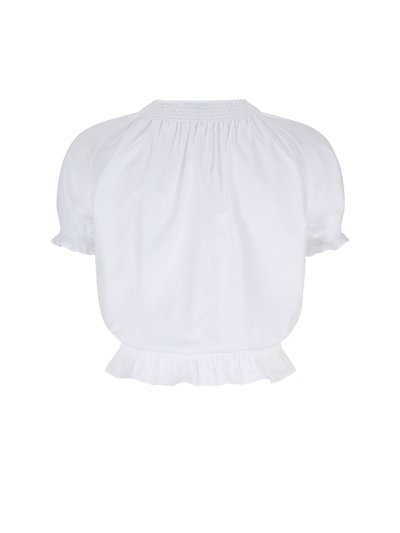 Weiße Kurzarm-Bluse Weiße Kurzarm-Bluse