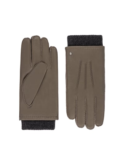 Khakifarbener Handschuhe mit Woll-Manschette