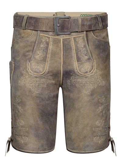 Kurze schlamm-farbene Ziegenlederhose