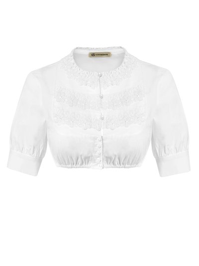 Weiße Dirndlbluse mit floraler Spitzenapplikation
