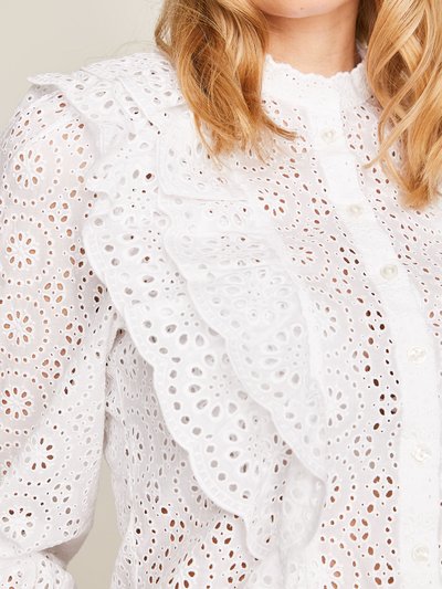 Weiße Bluse mit Volants