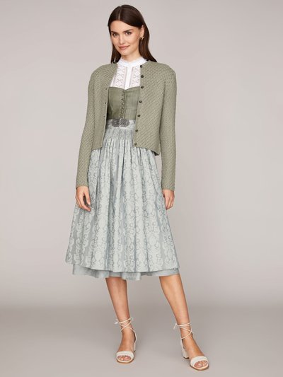 Grau-Grüne Trachten-Strickjacke mit Knopfleiste Grau-Grüne Trachten-Strickjacke mit Knopfleiste