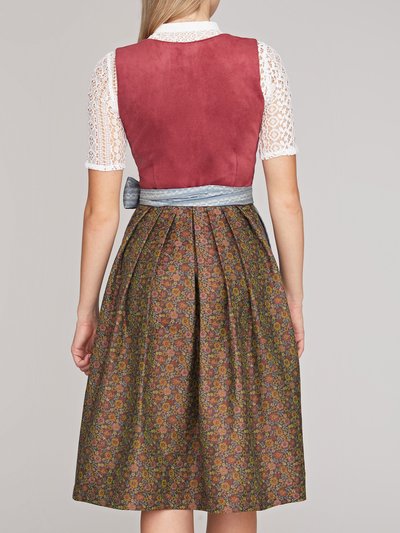 Beeren farbenes Dirndl mit Mieder aus Veloursleder-Optik Beeren farbenes Dirndl mit Mieder aus Veloursleder-Optik