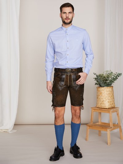 Kurze dunkelbraune Ziegenlederhose