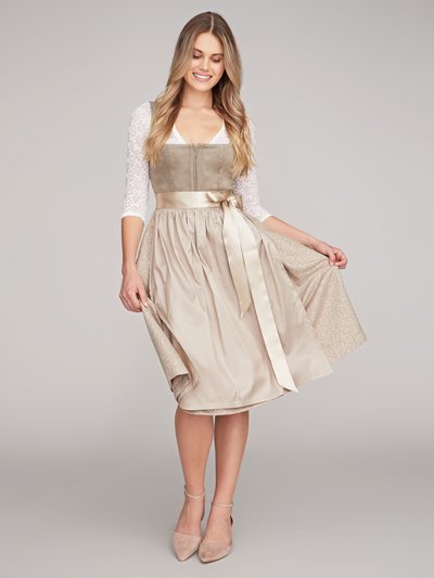 Beigefarbenes Dirndl mit zwei Schürzen Beigefarbenes Dirndl mit zwei Schürzen