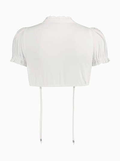 Weiße Dirndlbluse mit Puffärmeln und Häkelspitze Weiße Dirndlbluse mit Puffärmeln und Häkelspitze