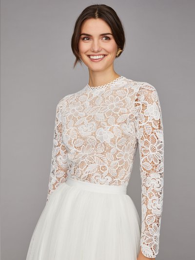Langärmliger Braut-Body mit Blumen-Spitze Langärmliger Braut-Body mit Blumen-Spitze