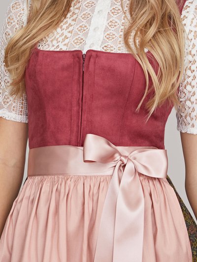 Beeren farbenes Dirndl mit Mieder aus Veloursleder-Optik Beeren farbenes Dirndl mit Mieder aus Veloursleder-Optik