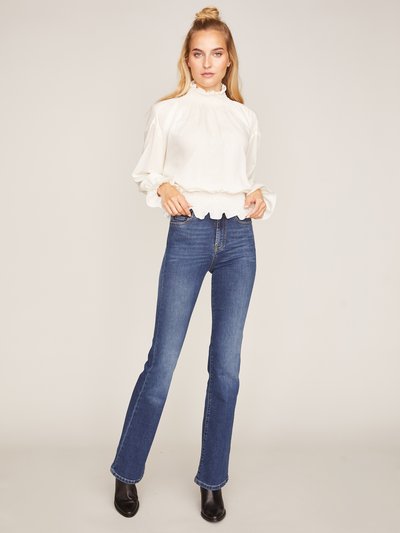 Elegante Bluse in Eierschale mit elastischen Einsätzen Elegante Bluse in Eierschale mit elastischen Einsätzen