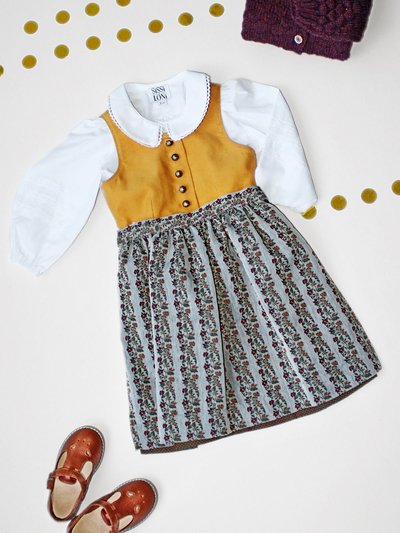 Senf-farbenes Kinderdirndl mit Schürze