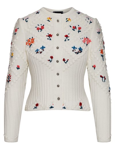 Cremeweiße Strickjacke mit Blumenstickerei Cremeweiße Strickjacke mit Blumenstickerei