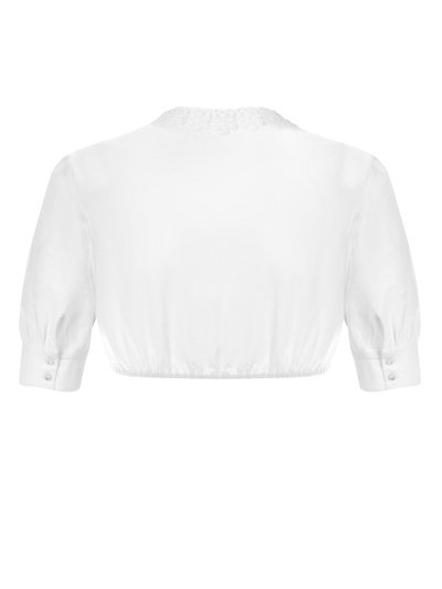 Weiße Dirndlbluse mit floraler Spitzenapplikation