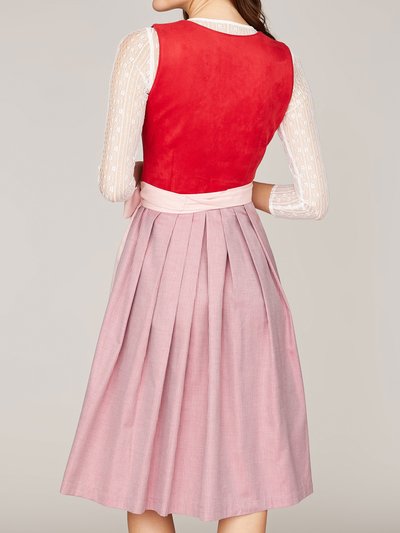 Rotes Dirndl mit Mieder aus Veloursleder-Optik Rotes Dirndl mit Mieder aus Veloursleder-Optik