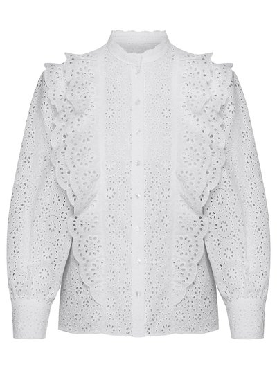 Weiße Bluse mit Volants