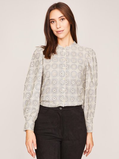 Hellgraue Bluse mit Stickerei Hellgraue Bluse mit Stickerei