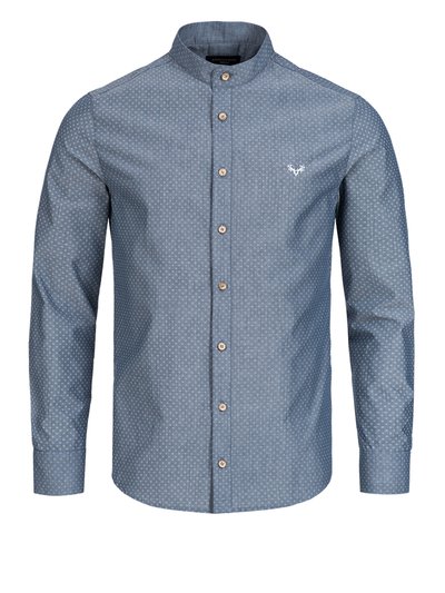 Blaues Trachtenhemd mit weißem Muster Blaues Trachtenhemd mit weißem Muster