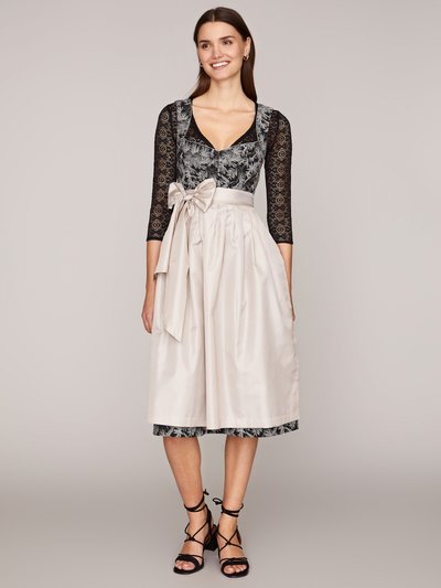 Schwarzes Dirndl mit weißem Palmenmuster