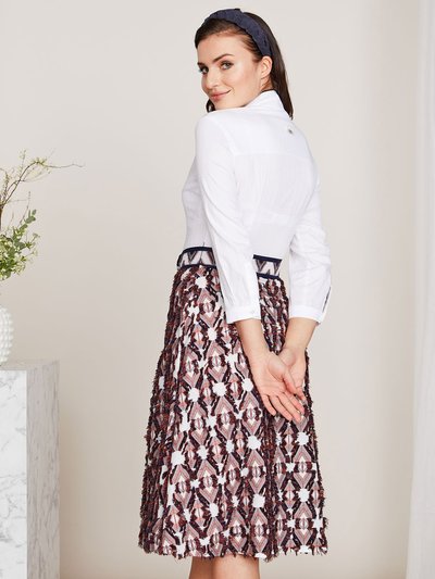 Blusenkleid mit geometrischen Fransenmuster