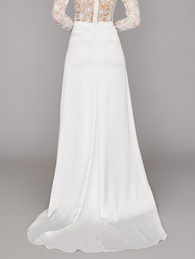 Langer Braut-Rock mit Schleppe aus cremefarbenen Satin Langer Braut-Rock mit Schleppe aus cremefarbenen Satin