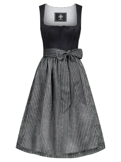 Schwarzes Dirndl im Animalprint mit zwei Schürzen Schwarzes Dirndl im Animalprint mit zwei Schürzen