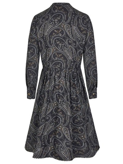 Schwarz gemustertes Blusenkleid mit Rüschen