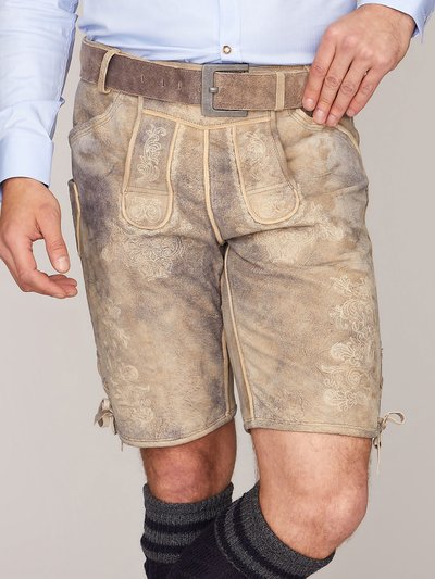 Kurze schlamm-farbene Ziegenlederhose