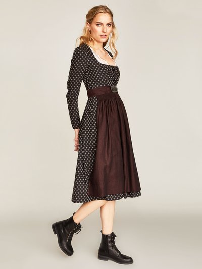 Schwarzes Langarm-Dirndl mit Blumenmuster