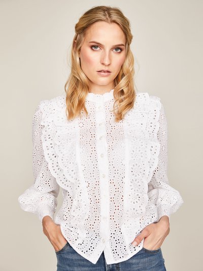 Weiße Bluse mit Volants