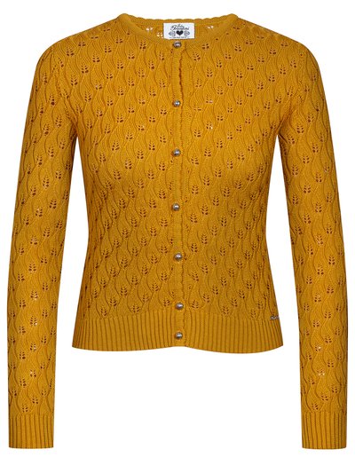 Strickjacke in trendigem Farbton Curry