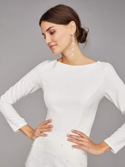 Cremefarbener Braut-Body mit langen Ärmeln Cremefarbener Braut-Body mit langen Ärmeln