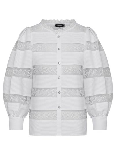 Weiße Bluse mit Spitzeneinsätzen