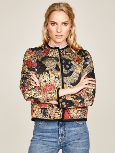 Steppjacke mit Blumenmuster und Goldknöpfen Steppjacke mit Blumenmuster und Goldknöpfen