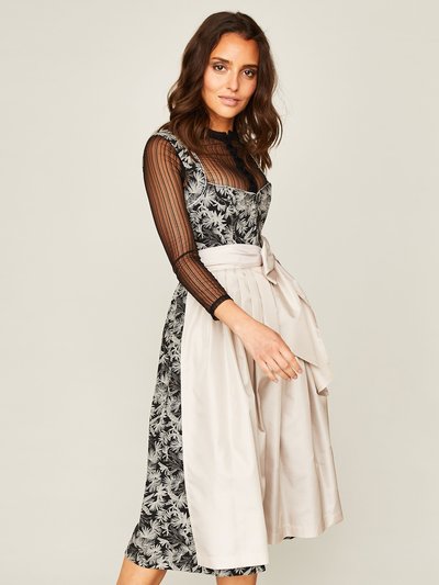 Schwarzes Dirndl mit weißem Palmenmuster