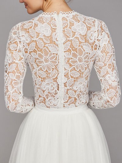 Langärmliger Braut-Body mit Blumen-Spitze Langärmliger Braut-Body mit Blumen-Spitze