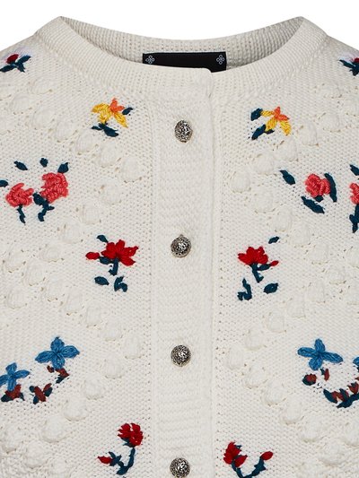 Cremeweiße Strickjacke mit Blumenstickerei Cremeweiße Strickjacke mit Blumenstickerei
